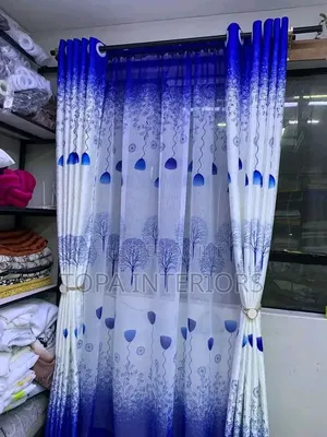Interior Decor Flowered Blue Curtains for Window Decorations
