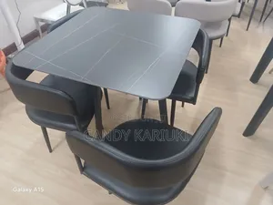 Modern 4 Seater Dining Set -Black Marble Finish