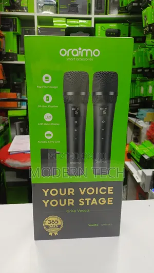 Oraimo Voxmic Wireless Microphone – Dual Mic 2.4ghz Clear Audio