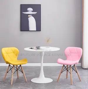 Mid-Century Modern Round White Dining Table