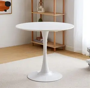 Mid-Century Modern Round White Dining Table