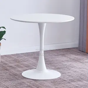 Mid-Century Modern Round White Dining Table