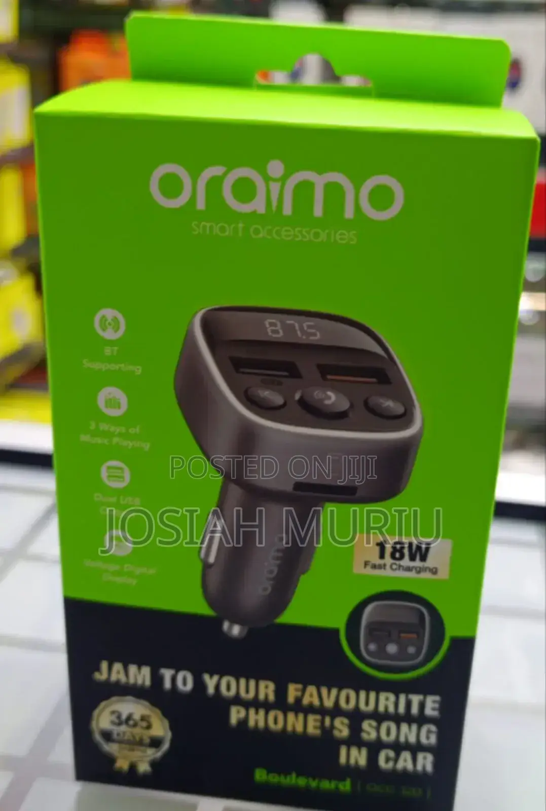 Oraimo 18w Fast Charging Bluetooth Car Fm Transmitter