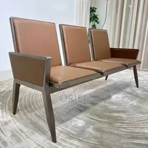Office Bench : 3-Seater Brown Office Waiting Bench
