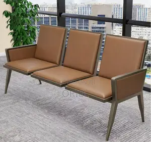 Office Bench : 3-Seater Brown Office Waiting Bench