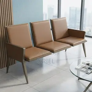 Office Bench : 3-Seater Brown Office Waiting Bench