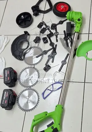 96v Rechargeable Cordless Brush Cutter – Green With 24 Blades, Glove