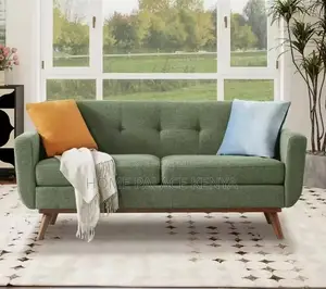 Home Sofa: Double Seat Button Tufted Fabric Sofa