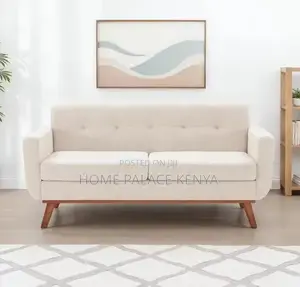 Home Sofa: Double Seat Button Tufted Fabric Sofa