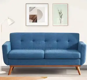 Home Sofa: Double Seat Button Tufted Fabric Sofa