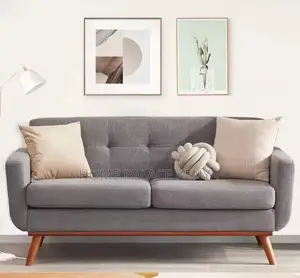 Home Sofa: Double Seat Button Tufted Fabric Sofa