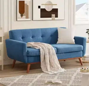 Home Sofa: Double Seat Button Tufted Fabric Sofa
