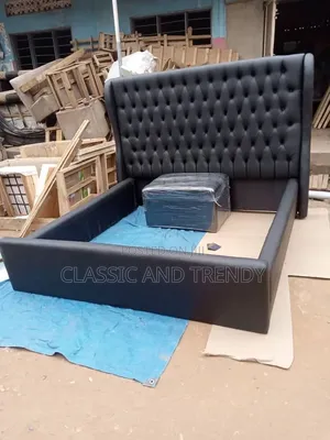 5x6 Premium Black Upholstered Bed
