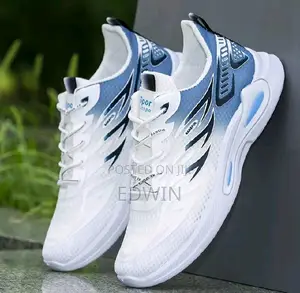 White Blue Lightweight Men's Sports Sneakers