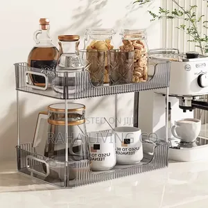 2 Tier Rectangular Countertop Storage Organizer | Multi-Colour