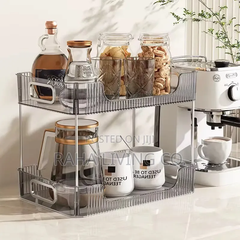 2 Tier Rectangular Countertop Storage Organizer | Multi-Colour