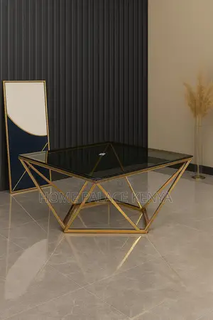 Coffee Table: Geometric Coffee Table With Gold Finished Frame