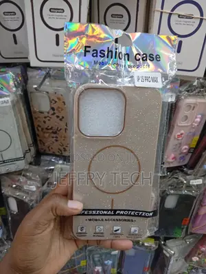 iPhone 15 Pro Max, Featuring a Beige Glitter Finish Cover