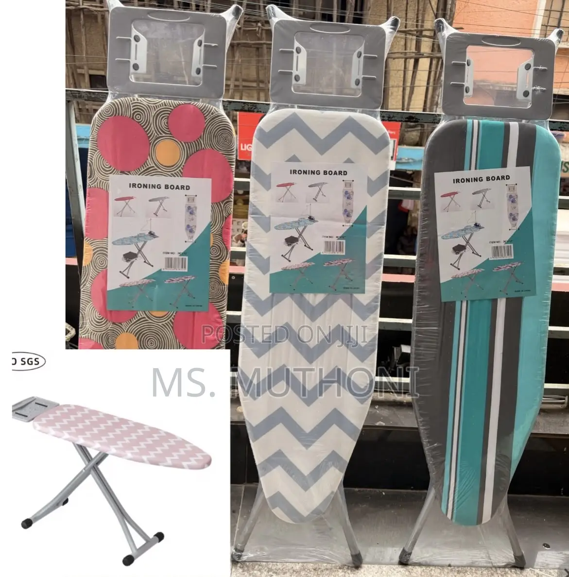 Metallic Foldable Ironing Boards With Patterned Fabric Covers