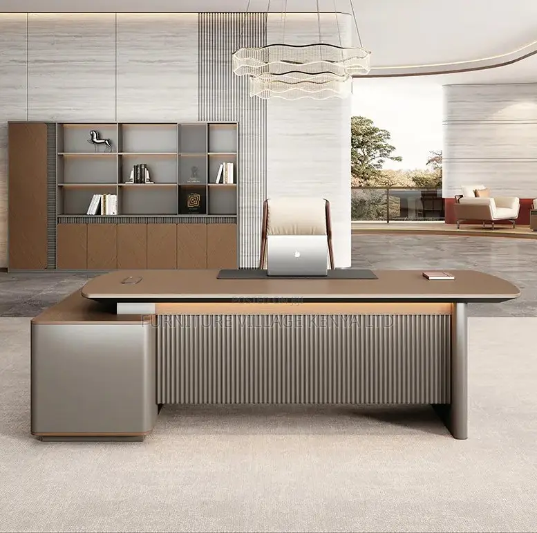 Executive Modern L-Shaped Desk With Light