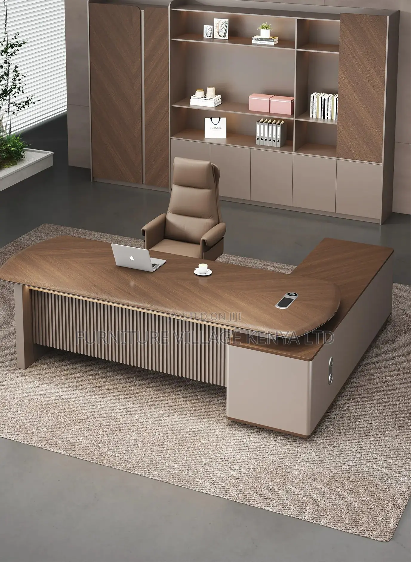 Executive Modern L-Shaped Desk With Light