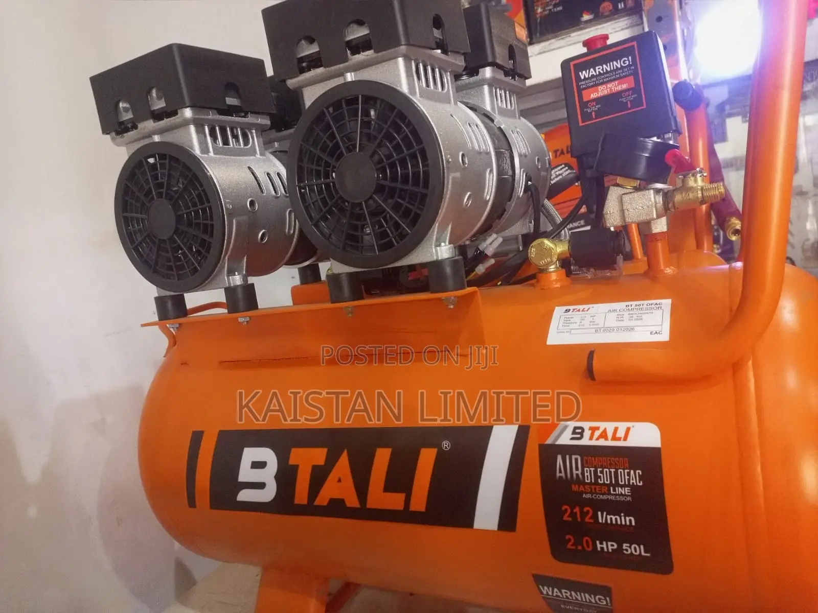 Btali Electric Silent Air Compressor 50l. Oil Free Air Compressor