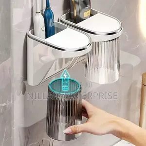 Wall-Mounted Magnetic Toothbrush Holder With Cup