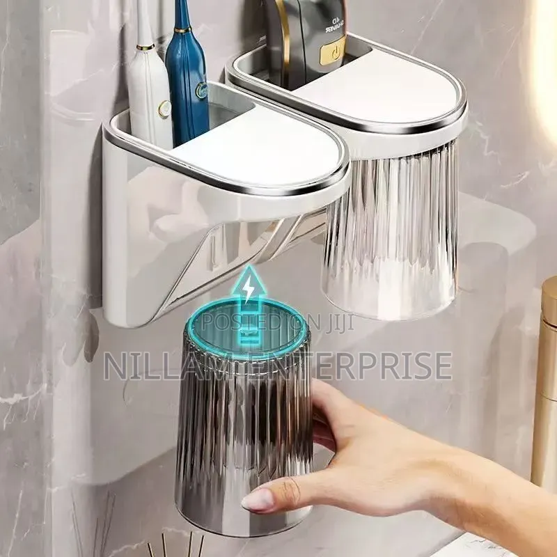 Wall-Mounted Magnetic Toothbrush Holder With Cup