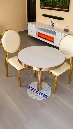 2seater Goldish Round Mable Dinning Set