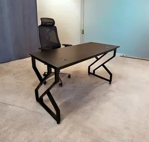 Black Office Desk Metallic Stand Office Table