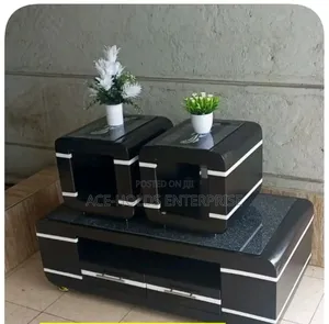 Centre Coffee Table With Glass/Marble Topping Plus Stools