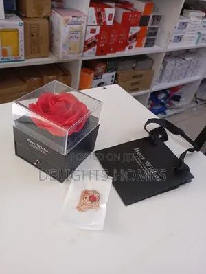 Heart Shaped Red Rose Necklace With Gift Box_tt