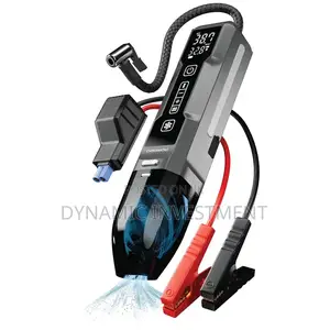 Porodo Ignatov 4-in-1 Car Tyre Inflator, Jump Starter Emergency Light.