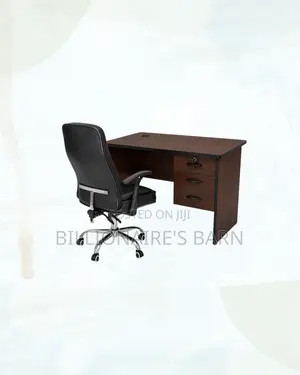 Compact 1m Desk and C35 Executive Leather Chair for Office Routines