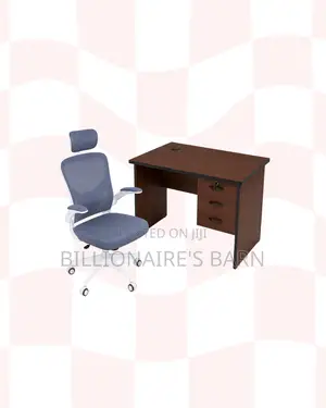 Compact 1m Desk White Flip-Up Arms Ergonomic Chair for Workday Support