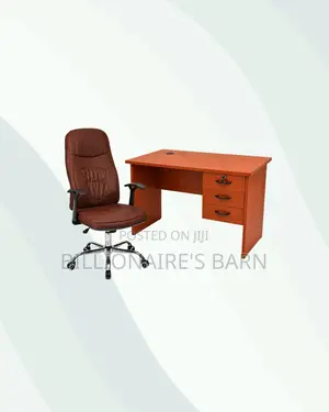 Compact 1m Desk and Brown Executive Leather Chair for Professional Use