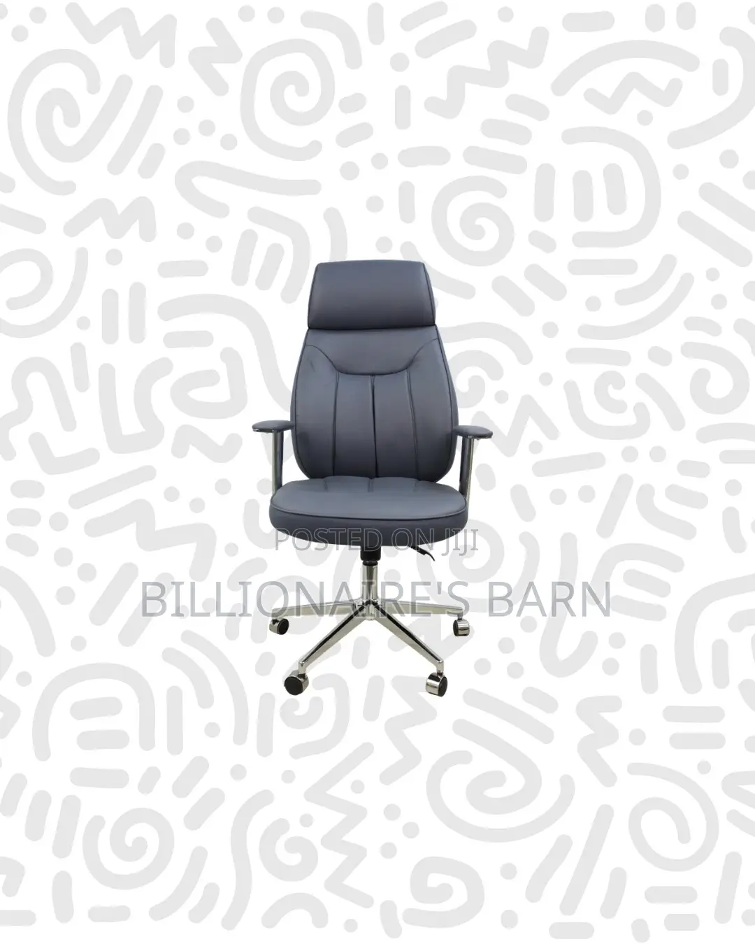 Grey Executive Leather Chair High Back for Compact Work Areas