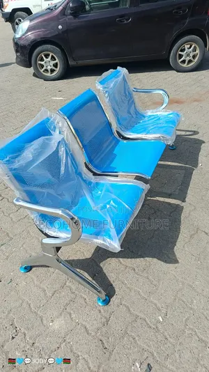 3 Seater Office Bench Link Chair Blue in Color