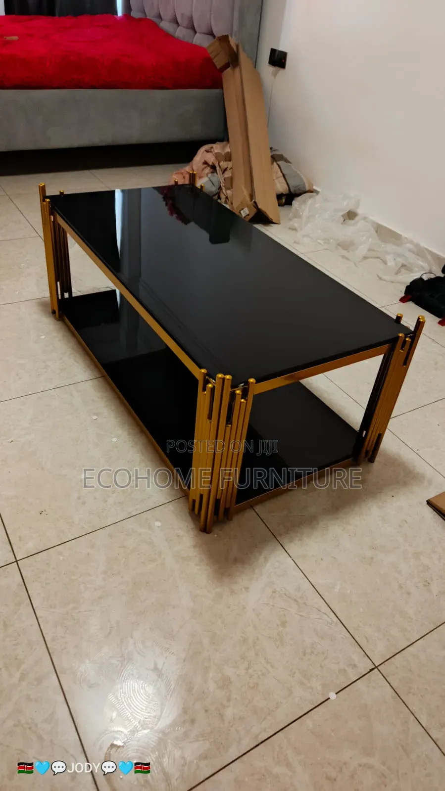 Glass Coffee Table Black and Gold
