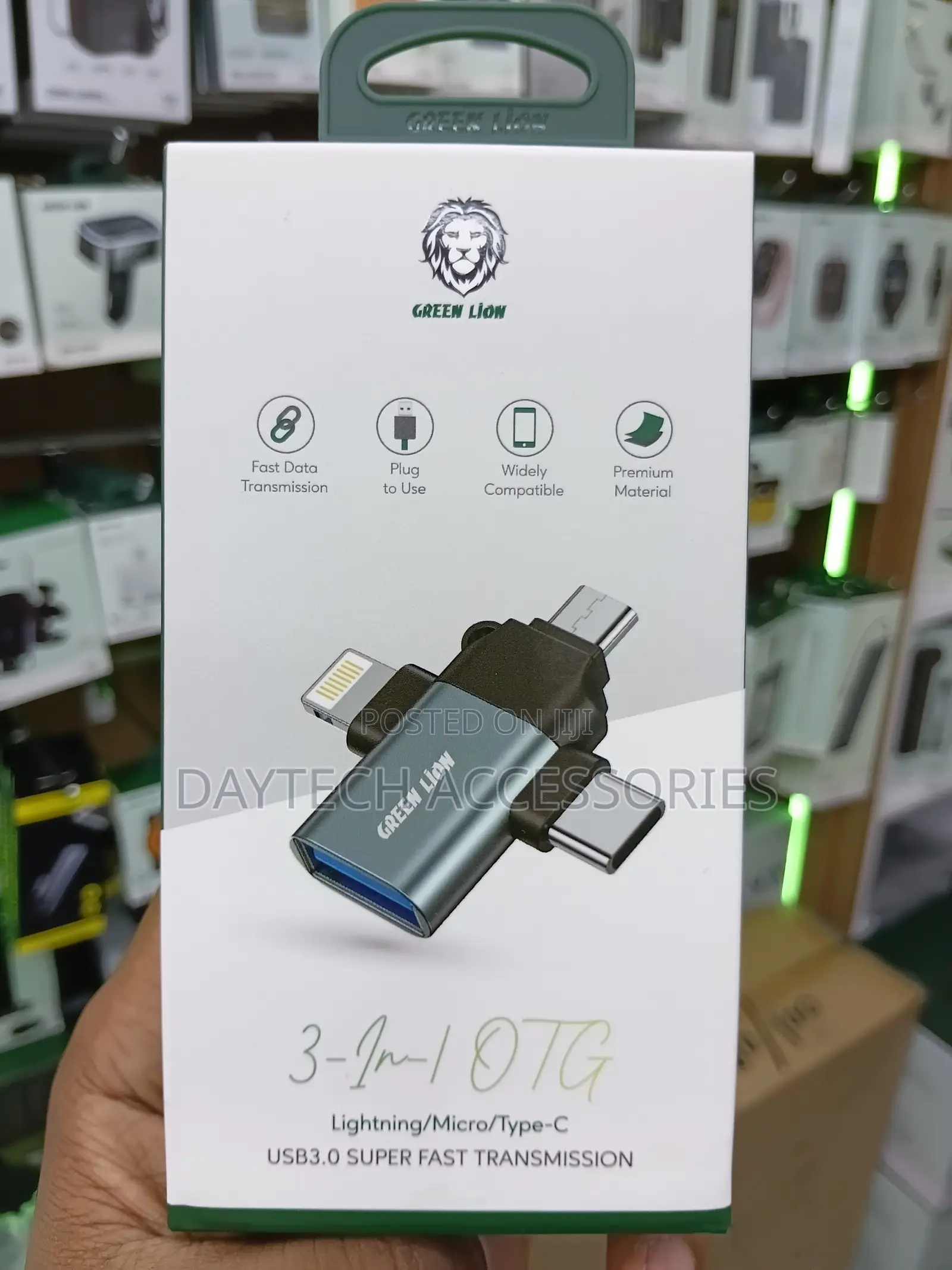 This Is a Green Lion 3-in-1 Otg Adaptor for Fast Data Transmission