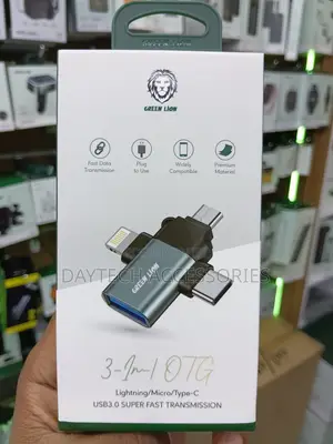 This Is a Green Lion 3-in-1 Otg Adaptor for Fast Data Transmission