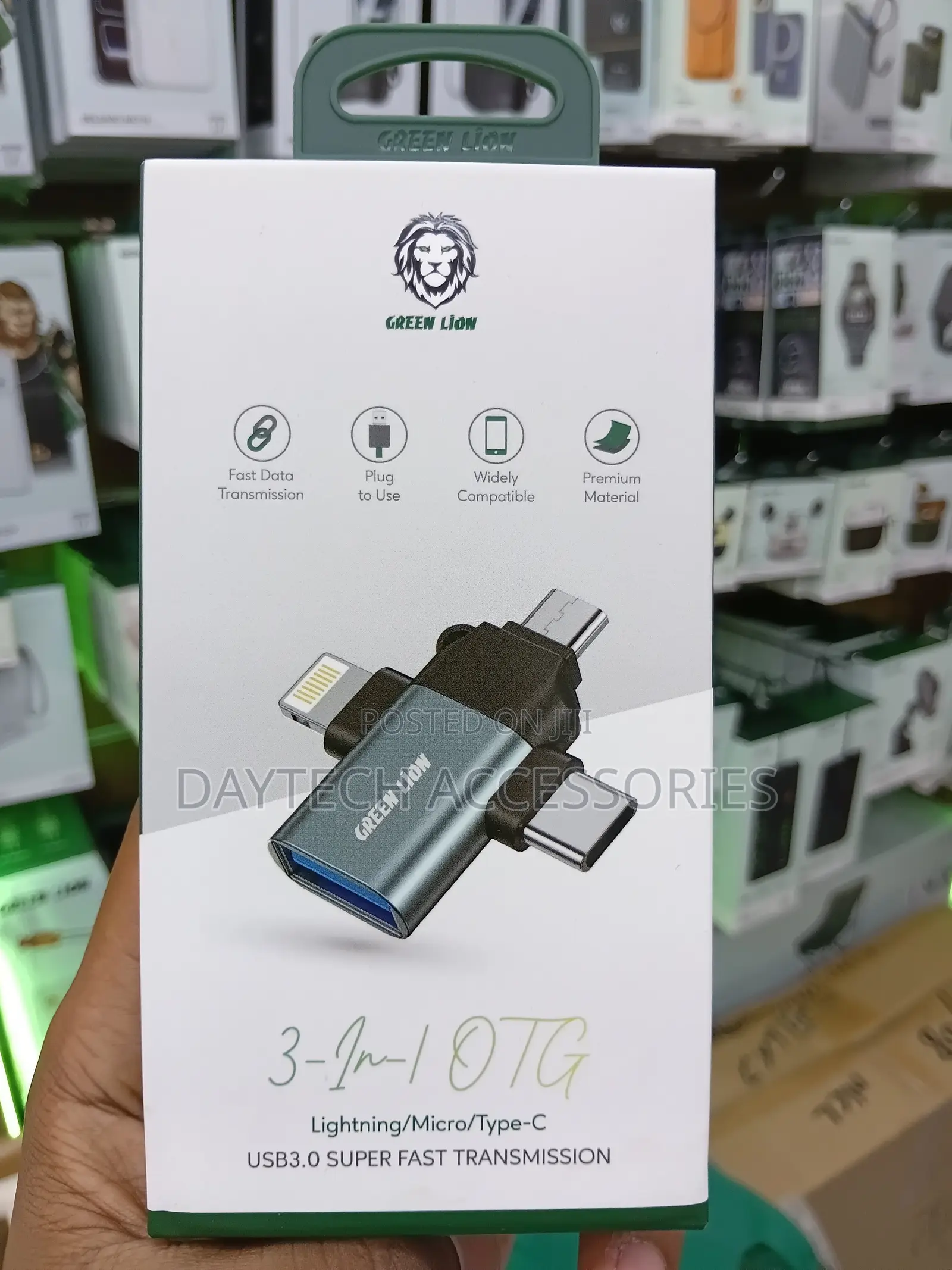 This Is a Green Lion 3-in-1 Otg Adaptor for Fast Data Transmission