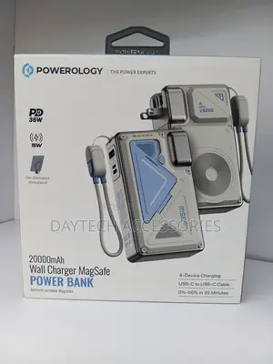 Powerology 20000mah Multiplug Wall Charger Magsafe Power Bank - Black
