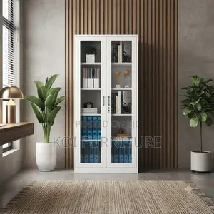 Office Cabinet; Two Doors Steel Files Cabinet With Front Glass View