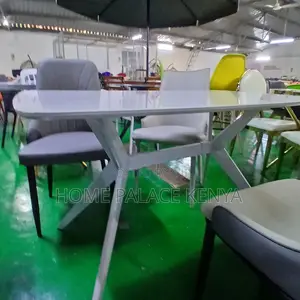 Dining Table: High Gloss Marble Effect Glass Dining Table