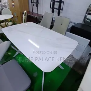 Dining Table: High Gloss Marble Effect Glass Dining Table