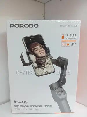 Porodo Lfs127 3-Axis Smartphone Gimbal With a Magnetic Fill Light.
