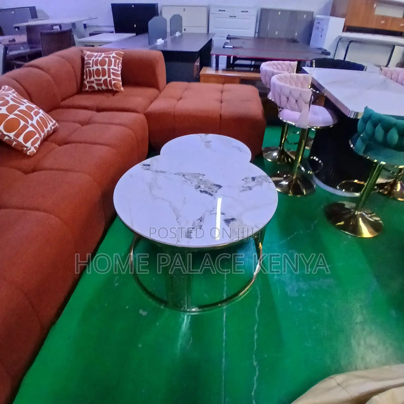 Nesting Table: High Gloss Stone Top With Detailed Legs
