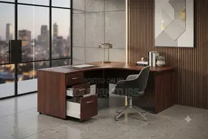 Office Desk; 1.4 Meters Office Curved Desk With Lock Drawers