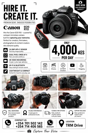 Canon Eos R10 Available for Hire.